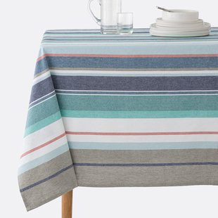 Tafelkleed met strepen van gewassen geweven katoen Antika