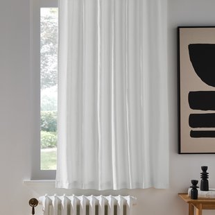 Gordijn in gewassen linnen met verdekte lussen, radiator, Onega