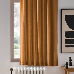 Gordijn in gewassen linnen met verdekte lussen, radiator, Onega
