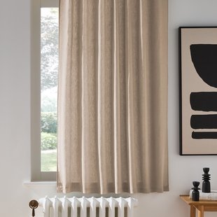 Gordijn in gewassen linnen met verdekte lussen, radiator, Onega