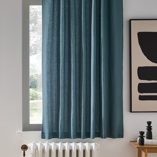 Gordijn in gewassen linnen met verdekte lussen, radiator, Onega