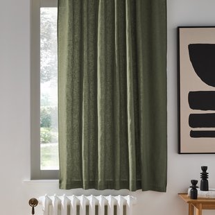 Gordijn in gewassen linnen met verdekte lussen, radiator, Onega