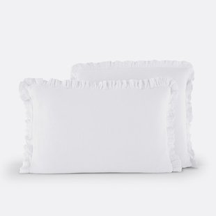 Effen kussensloop in tetra, met volant, Kumla