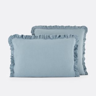 Effen kussensloop in tetra, met volant, Kumla