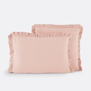 Effen kussensloop in tetra, met volant, Kumla