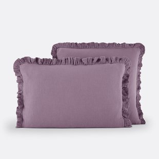 Effen kussensloop in tetra, met volant, Kumla