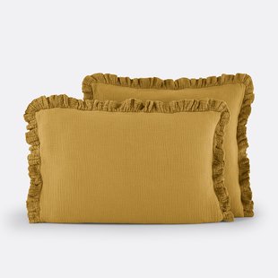 Effen kussensloop in tetra, met volant, Kumla