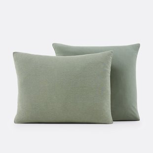 Dubbelzijdige kussensloop in gewassen linnen en gewassen katoen, Annaba