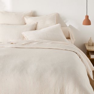 Dekbedovertrek in gewassen linnen, gestreept, Linot