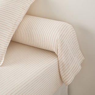 Bolstersloop in gewassen linnen, gestreept, Linot