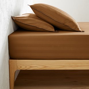 Hoeslaken in gewassen satijnkatoen, Victor, gestreept