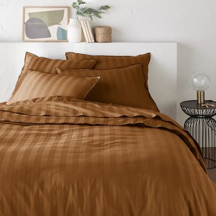 Dekbedovertrek in gewassen satijnkatoen, Victor, gestreept