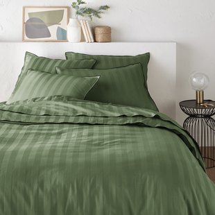 Dekbedovertrek in gewassen satijnkatoen, Victor, gestreept