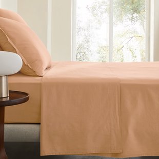 Plat laken in gewassen perkal katoen, Sabbal