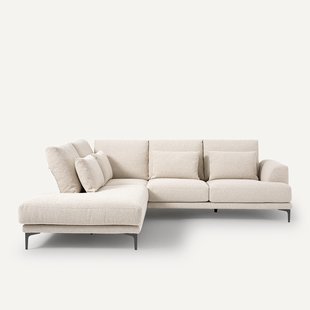 Zitbank met hoek links en armleuningen, bouclé, Marsile