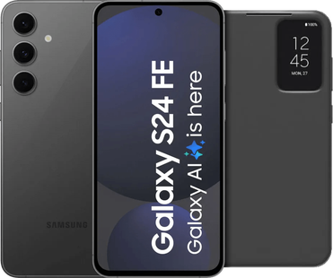 Samsung Galaxy S24 FE 128GB Grijs 5G + Clear View Book Case Zwart