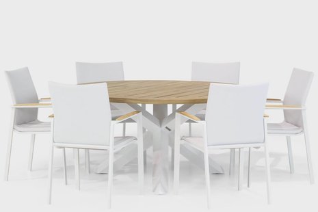 Lifestyle Brandon/Wellington 160 cm rond dining tuinset 7-delig