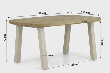 Lifestyle Falcon/Glasgow dining tuintafel 180 x 115 cm