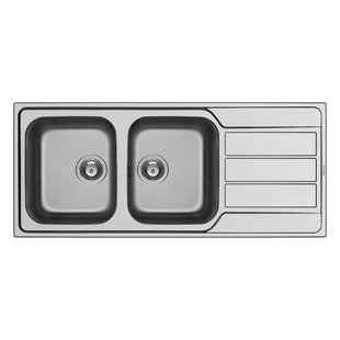 Gladde Roestvrijstalen Spoelbak 2 Kommen + 1 Afdruiprek