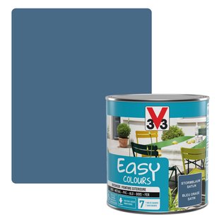 V33 Buitenverf Easy Colours Zijdeglans Stormblauw 500ml
