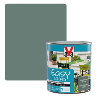 V33 Buitenverf Easy Colours Zijdeglans Grijsgroen 500ml
