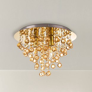 Globo Plafondlamp London, Ø 38 cm, 3-lamps, goudkleurig, acrylglas