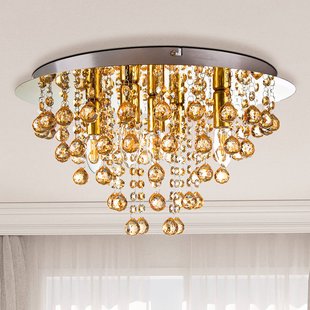 Globo Plafondlamp London, Ø 46 cm, 5-lamps, goudkleurig, acrylglas