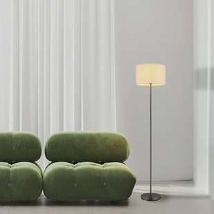 Globo Vloerlamp Thea, crème/matzwart, linnen, hoogte 160 cm