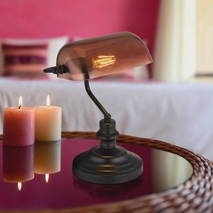 Globo Tafellamp Antique, koperkleurig/matzwart, hoogte 37 cm