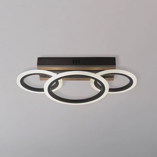 Globo LED plafondlamp Blevins 3-lamps zwart/houtlook, lengte 46 cm