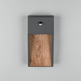 Trio Lighting LED-sensor buitenwandlamp SALMON, houtlook, hoogte 33 cm IP44