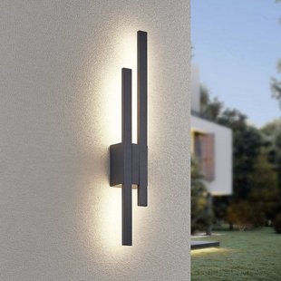 Trio Lighting LED buiten wandlamp TAWA, antraciet, 62 cm metaal 2-lamps IP54