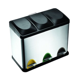 Delinia Afvalscheidingsbak - Chroom/kunststof - Chroom - 60.5x35.5x48cm - 3x15l