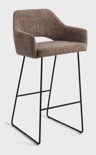 Jesper Home Barkruk 'Yanai' Slide Black, kleur Checked Chestnut (zithoogte 75cm)