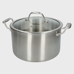 Kookpan met glazen deksel, 3-laags, rvs,&Oslash;24 cm