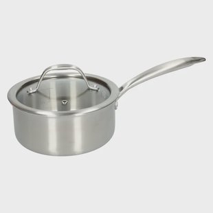 Steelpan met glazen deksel, 3-laags, rvs, 1,25 l,&Oslash;16 cm