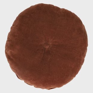 Velours kussen, bio-katoen, bruin, rond,&Oslash; 40 cm