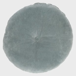 Velours kussen, bio-katoen, blauw, rond,&Oslash; 40 cm