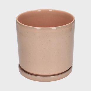 Bloempot met schotel, aardewerk, oudroze,&Oslash;16 x 15 cm