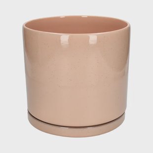Bloempot met schotel, aardewerk, oudroze,&Oslash;21 x 20 cm
