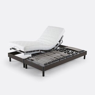 Elektrisch bed met houten lattenbodem en poten