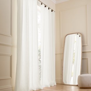 Gordijn in gewassen gevoerd linnen met ringen, Private