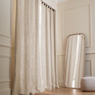 Gordijn in gewassen gevoerd linnen met ringen, Private