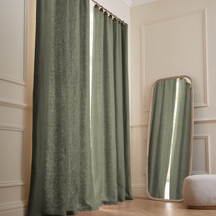 Gordijn in gewassen gevoerd linnen met ringen, Private