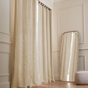 Gordijn in gewassen gevoerd linnen met ringen, Private