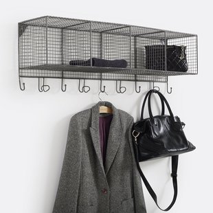 Wandetagère in metaal, 9 kapstokken, Areglo