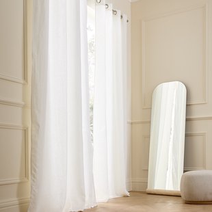 Gordijn in gewassen linnen met voering, met oogjes, Private