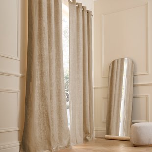 Gordijn in gewassen linnen met voering, met oogjes, Private