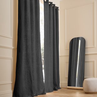 Gordijn in gewassen linnen met voering, met oogjes, Private