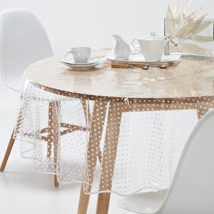 Tafelkleed in transparant PVC met stippenprint